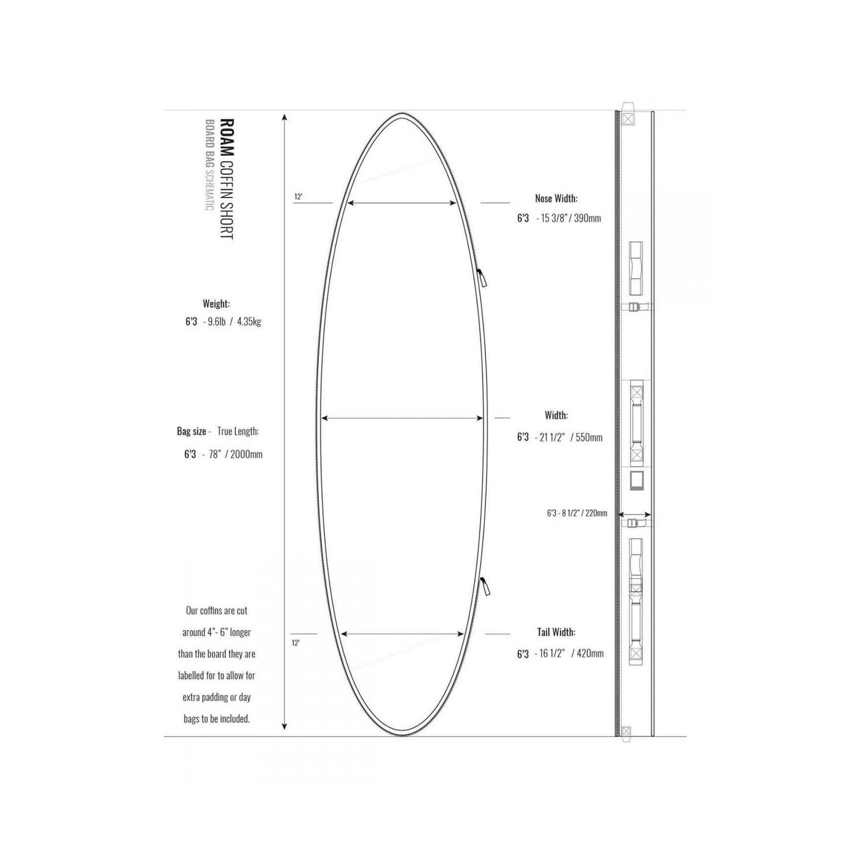ROAM Boardbag Surfboard Coffin Double Triple