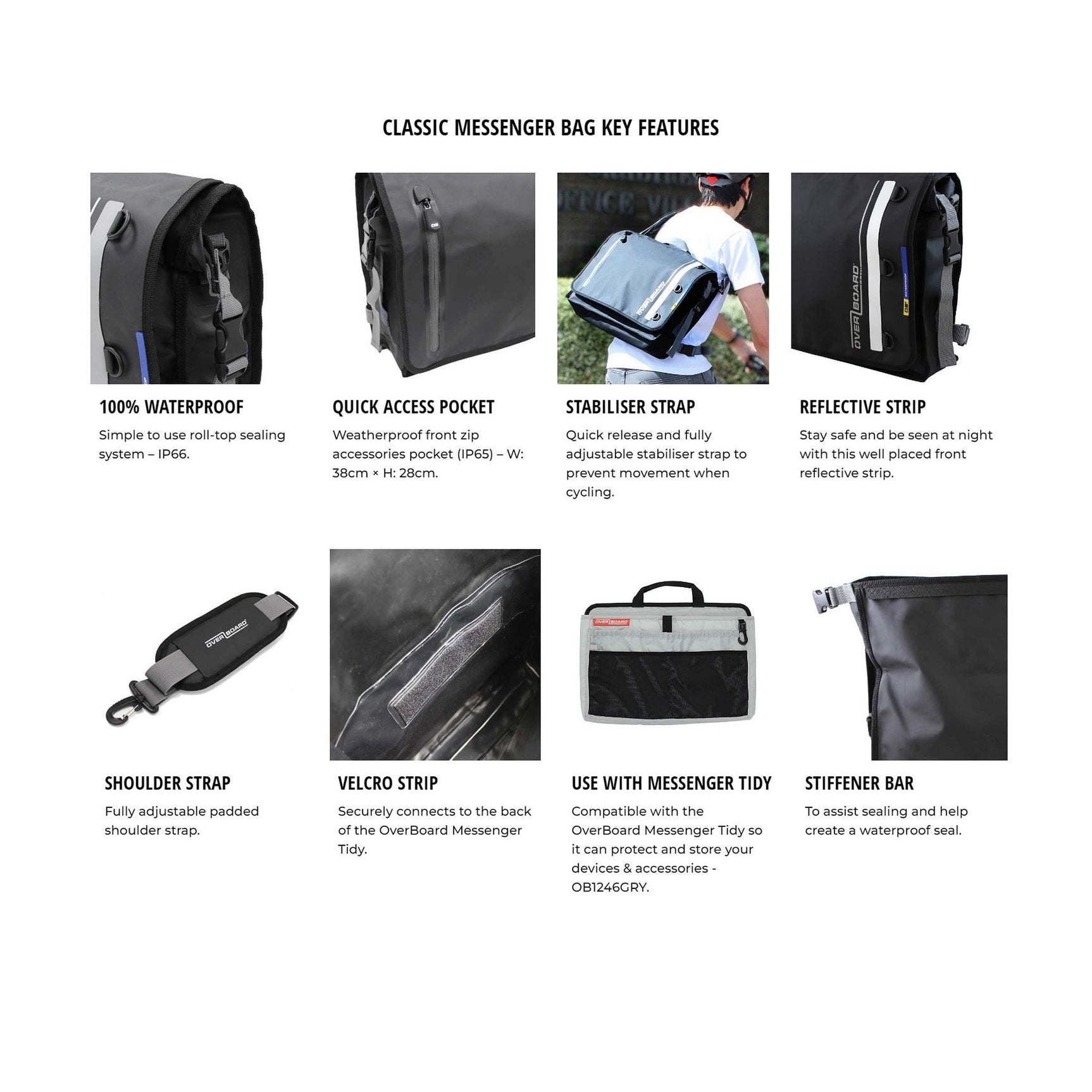 OverBoard wasserdichte Messenger Bag Kurier Tasche