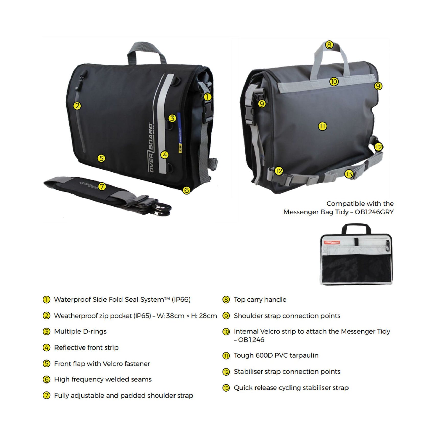 OverBoard wasserdichte Messenger Bag Kurier Tasche