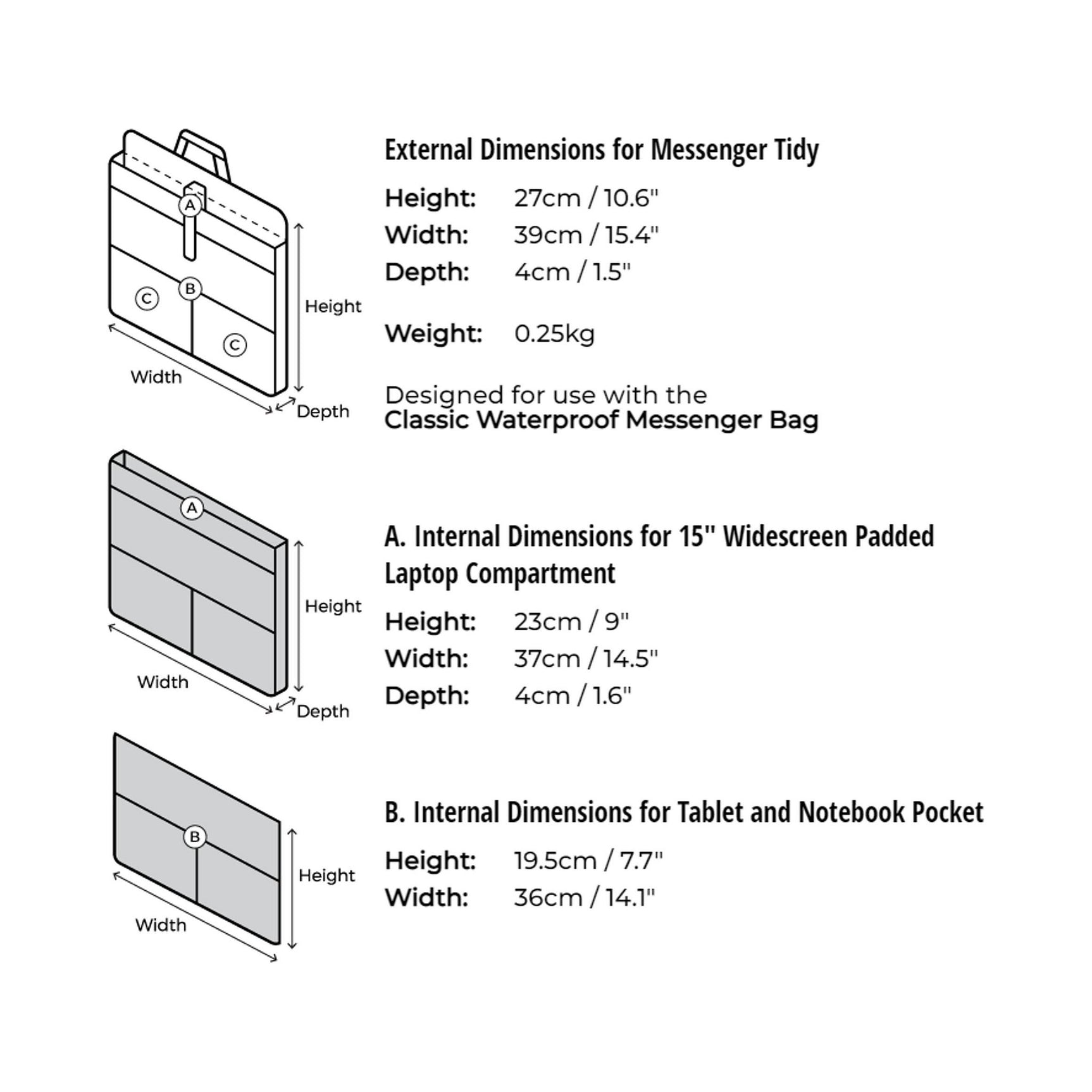 OverBoard Messenger Bag Organiser Innentasche