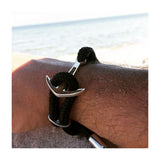 Silver+Surf Silver Jewelry Boat Anchor Wood Bracelet