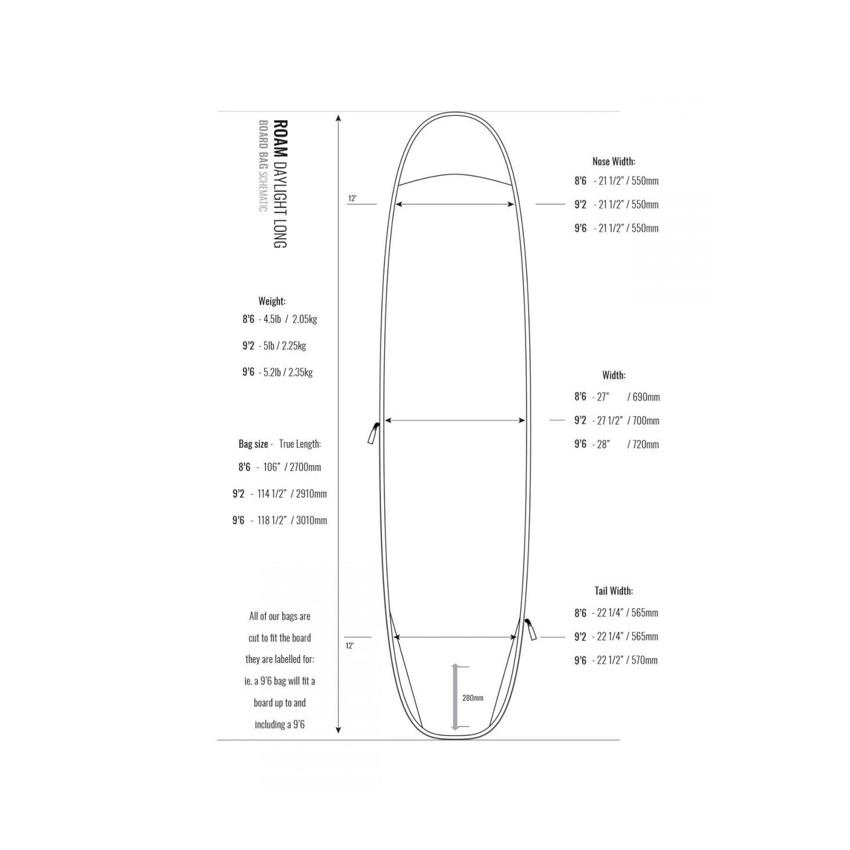 ROAM Boardbag Surfboard Daylight Longboard