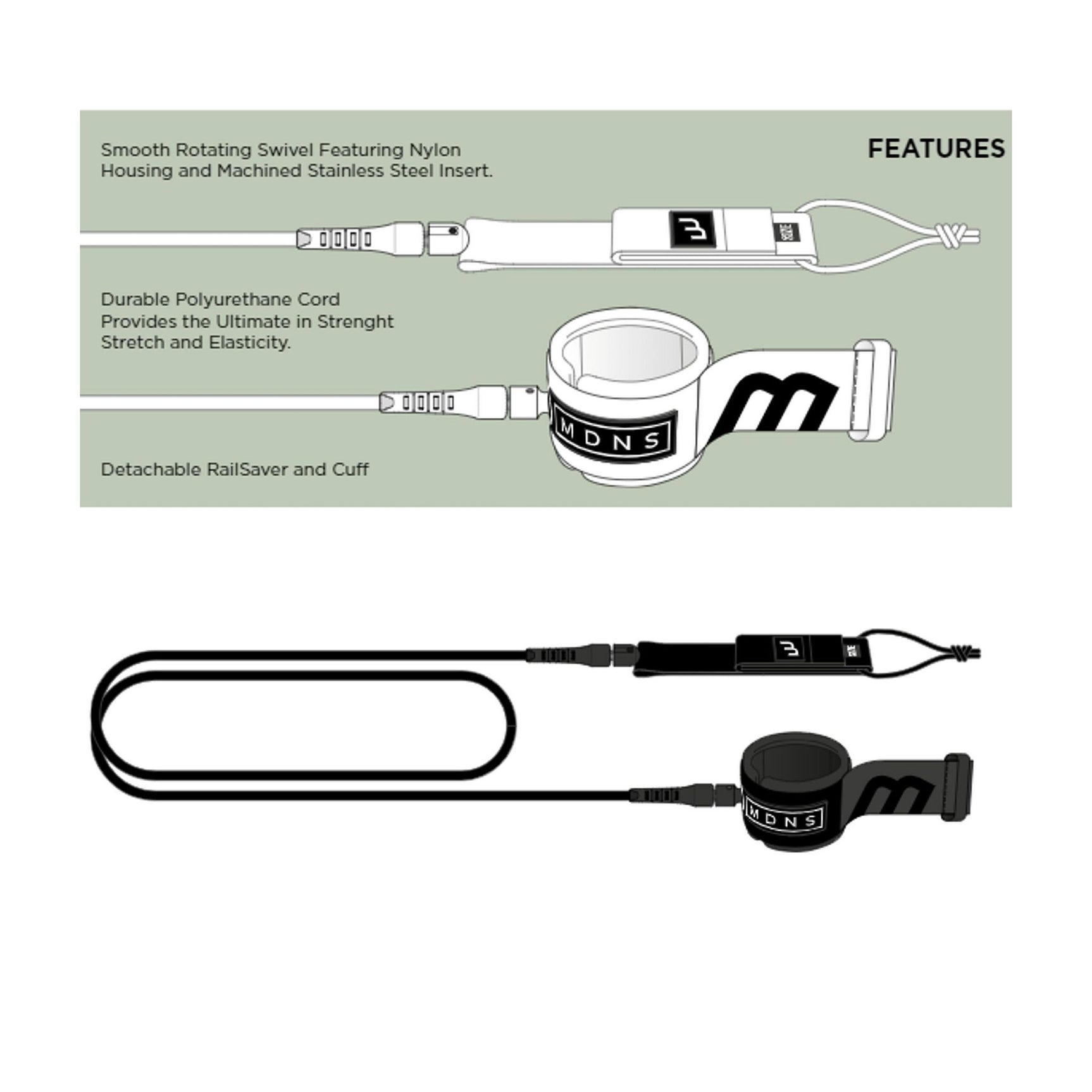 MDNS Surfboard KNIE Leash