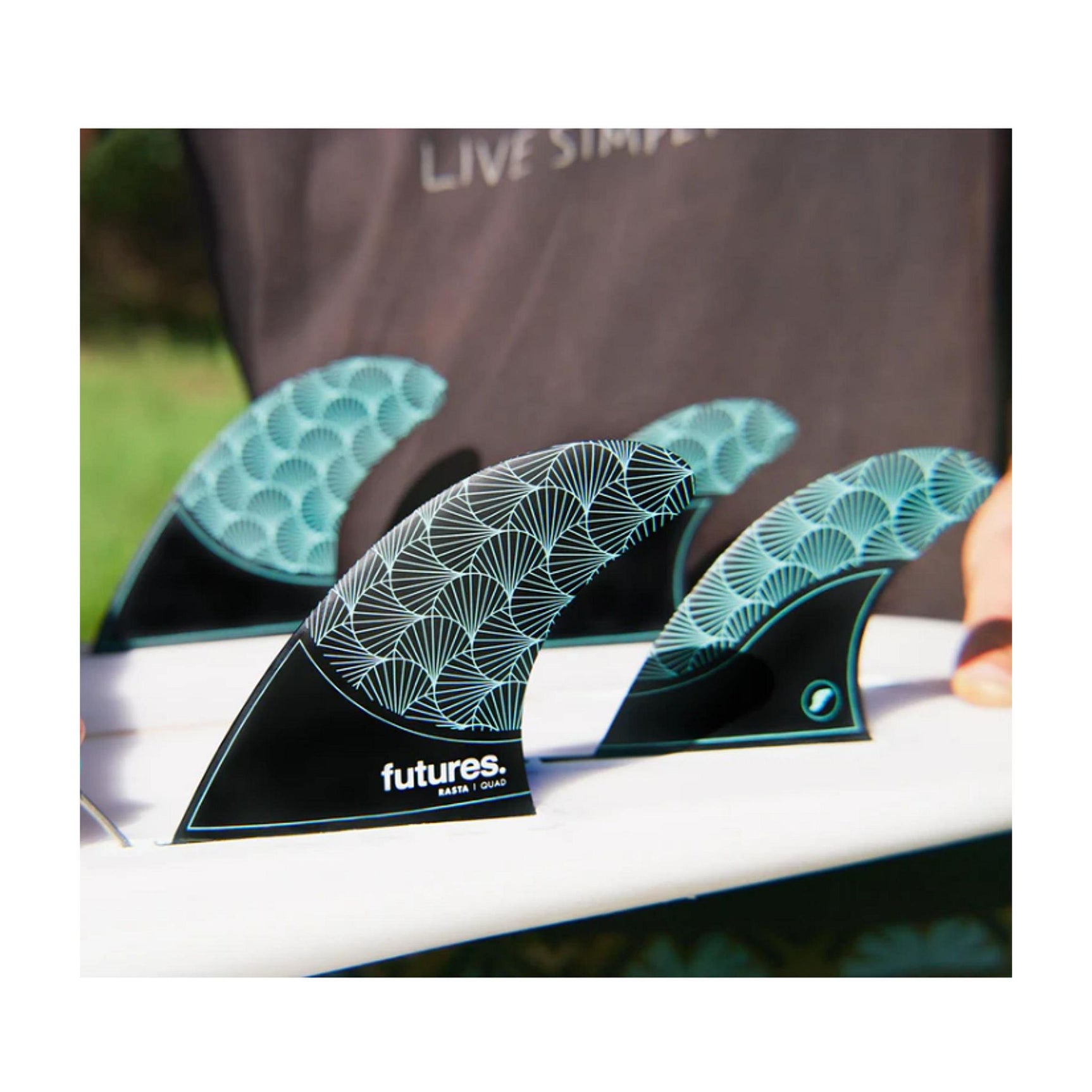 FUTURES Quad 4 Fin Set Rasta Honeycomb