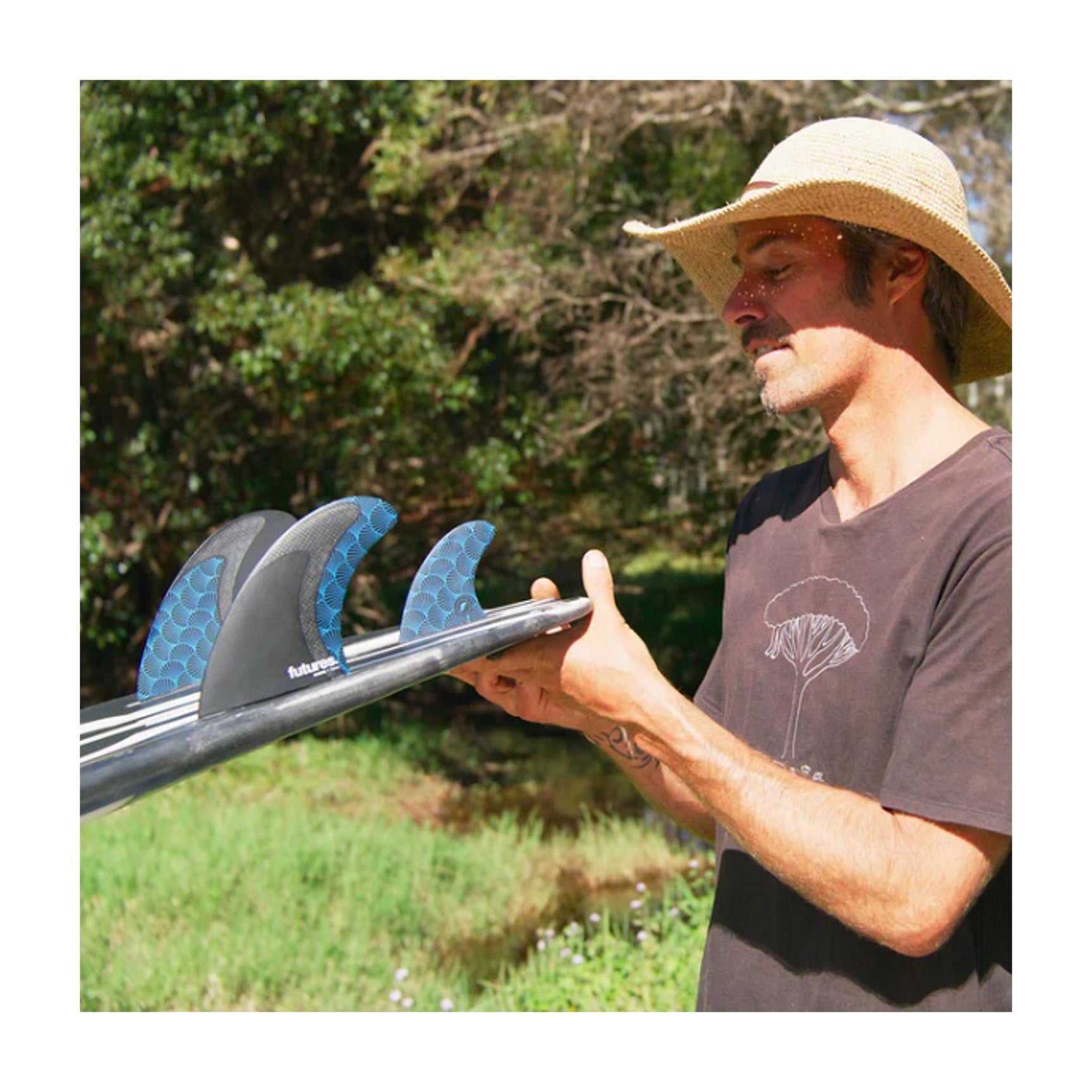 Futures Twin Tri Fin Set Rasta Honeycomb Carbon