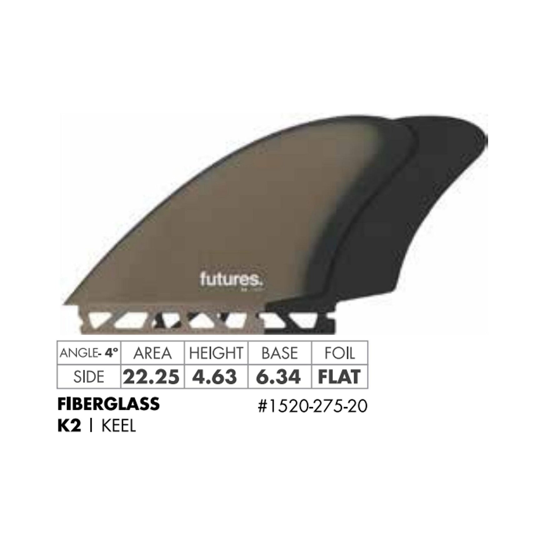 FUTURES Twin Fin Set K2 Keel Fiberglass