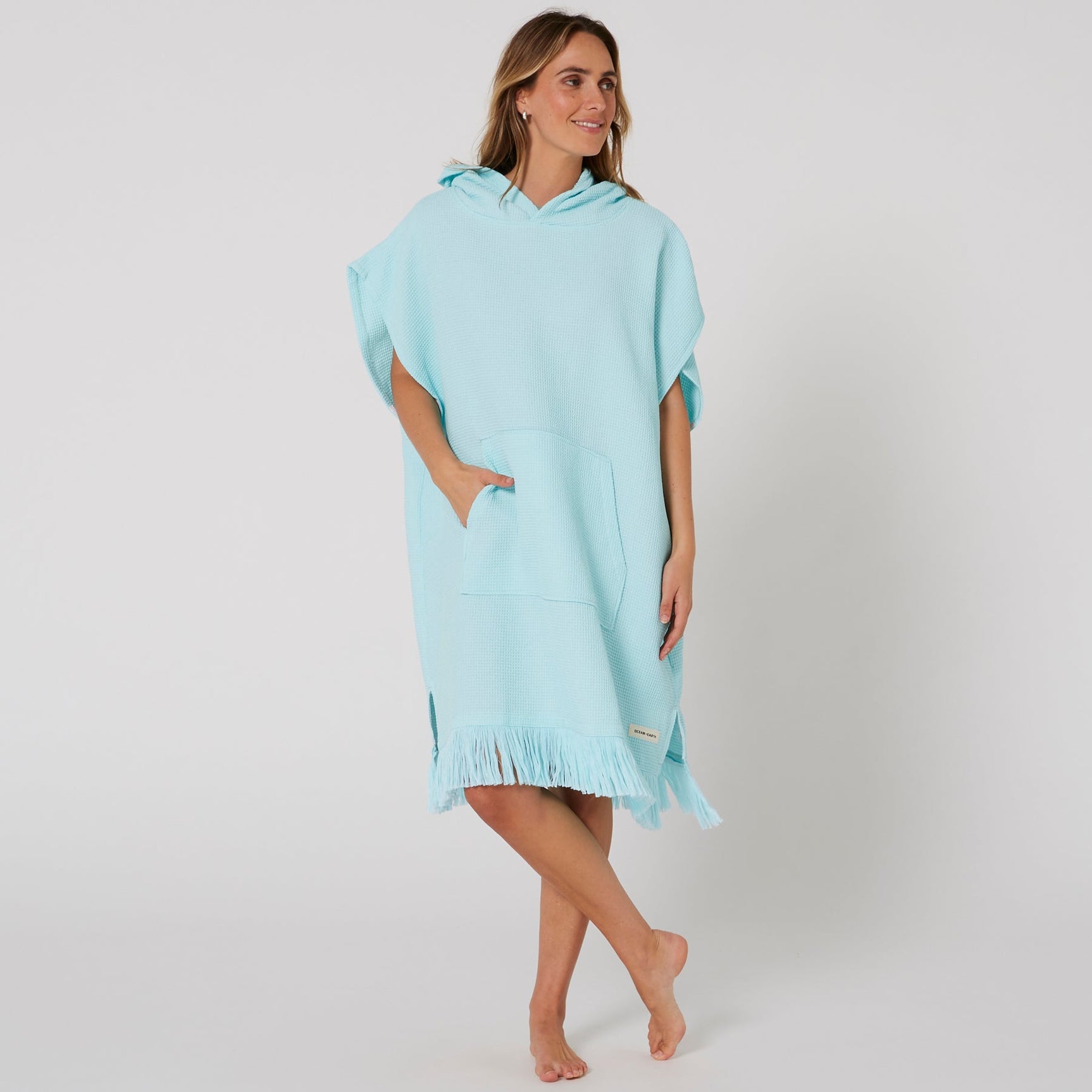 Ocean & Earth Ladies Waffle Hooded Poncho