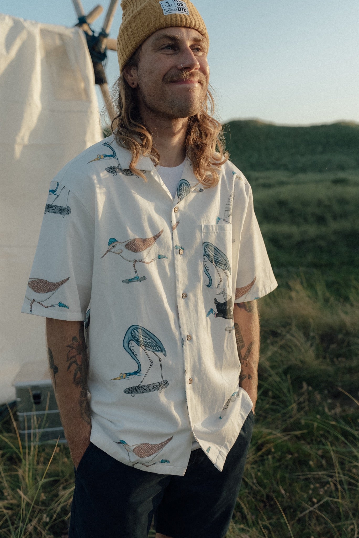 Skating Birds Short Sleeve Shirt