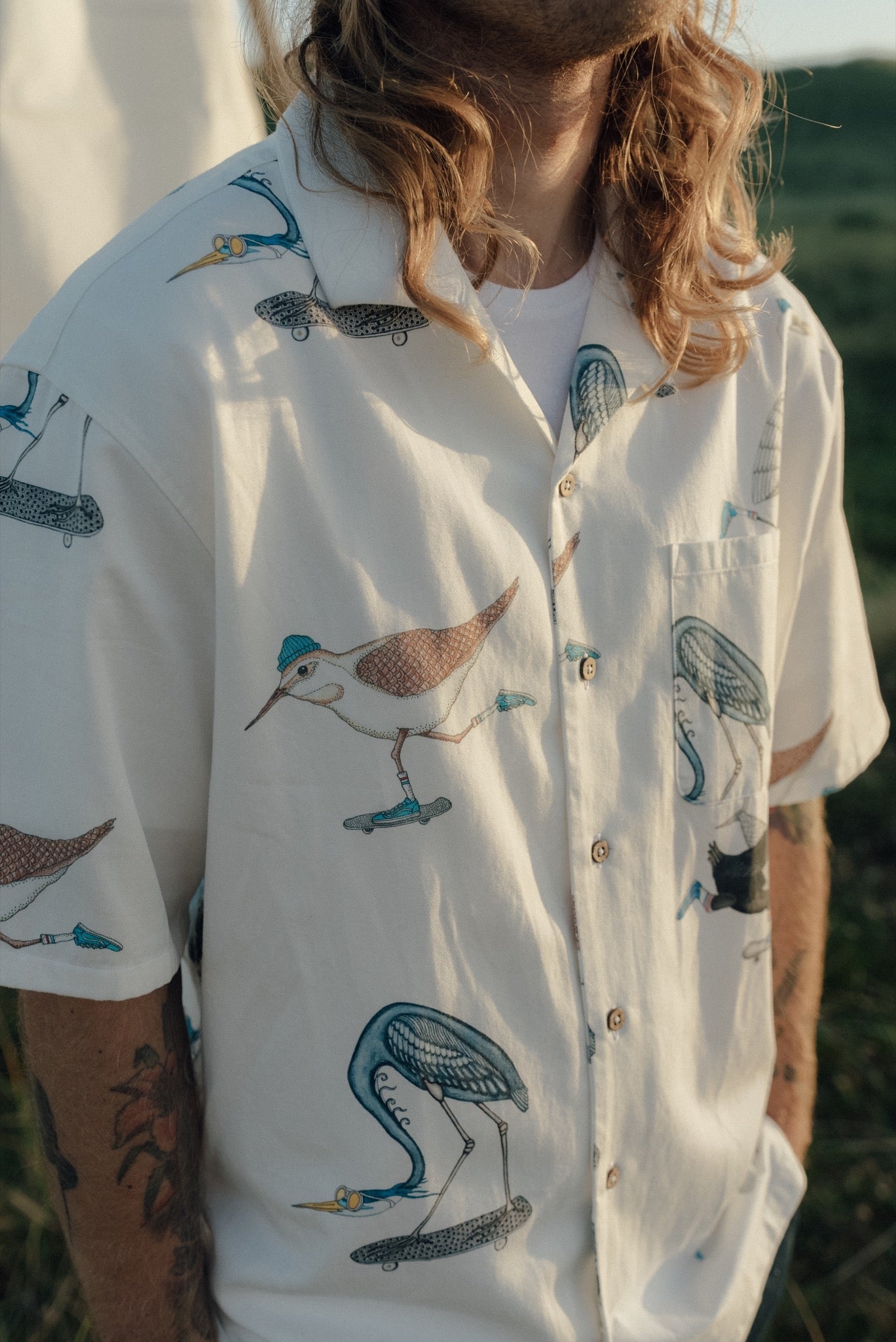 Skating Birds Short Sleeve Shirt