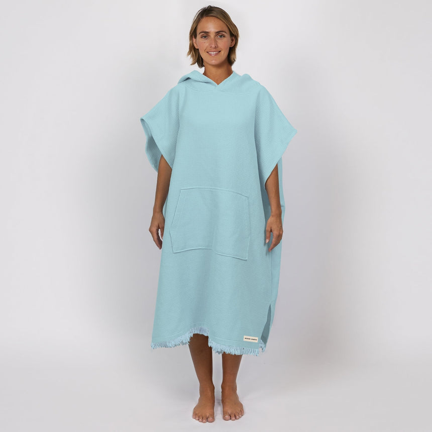 Ocean & Earth Ladies Waffle Hooded Poncho